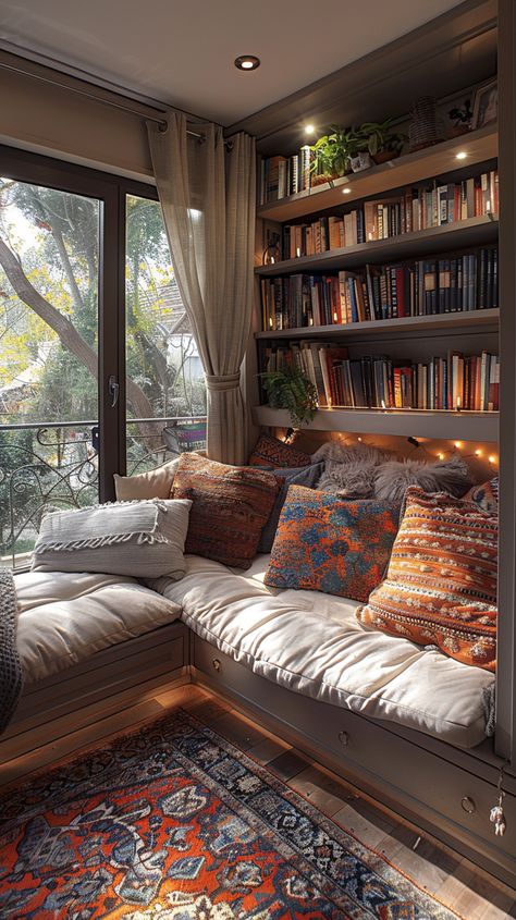 Cozy Corners: Creating a Reading Nook in a Small Apartment - Interitor Conservatory Reading Room, Family Reading Room, Adult Reading Nook, Dream Library Cozy Reading Room, Cozy Library Room Ideas, Kenya Country, Home Reading Room, Money Room, Cozy Reading Room