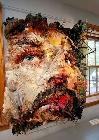 Tom Deininger Tom Deininger, Sculpture Textile, Incredible Art, Trash Art, Found Object Art, Art Face, Found Objects, Contemporary Abstract Art, Wow Art