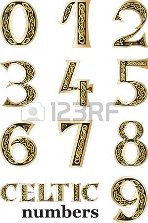 Vector illustration of Celtic numbers set isolated on white background Stock Photo - 14569059 Celtic Numbers Font, Celtic Numbers, Archie Tattoo, Chrome Lettering, Scandinavian Ornaments, Brave Party, Celtic Quilt, Celtic Knot Tattoo, Celtic Knot Work