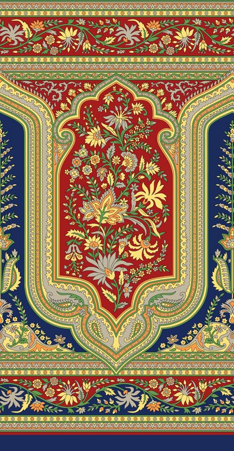 Mughal Art Paintings, Print Design Art, Paisley Art, Textile Prints Design, Textile Pattern Design, Digital Borders Design, Flower Art Images, Design Seeds, Digital Print Fabric