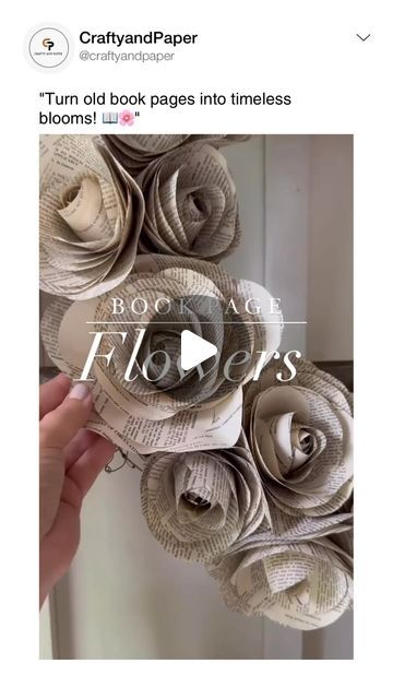 #1 DIY Creative Crafty site on Instagram: "“Give those forgotten book pages a second life by transforming them into beautiful paper flowers! 🌼 Perfect for home decor, gifts, or even special occasions. Simple to make and full of charm, these DIY flowers add a unique, vintage touch to any space. Ready to craft your own literary bouquet? ✂️✨” 

“For DIY projects that inspire and delight, follow us 👉🏻 @craftyandpaper ✨

VC: @returninggrace" Flowers Made From Book Pages, Newspaper Flowers Diy, Newspaper Flowers, Book Page Flowers, Beautiful Paper Flowers, Book Flowers, Beautiful Paper, Home Decor Gifts, Diy Creative