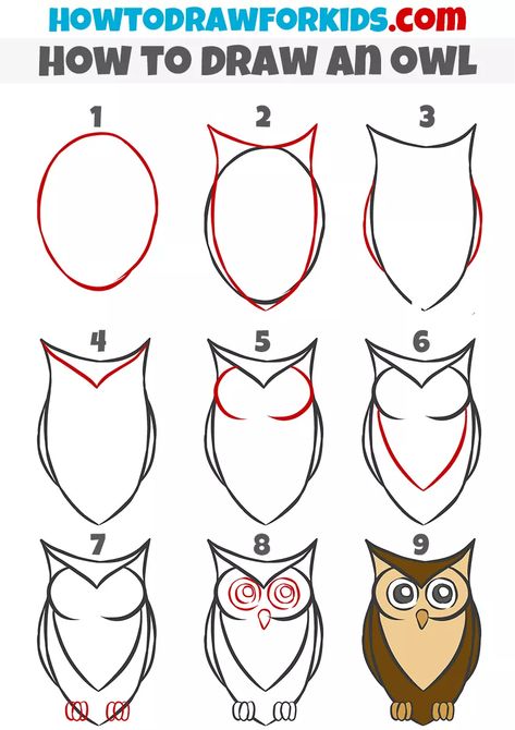 Owl Doodle Easy, How To Draw Owls, How To Paint An Owl, Cute Owl Drawing Simple, How To Draw A Owl, How To Draw An Owl Step By Step, How To Draw An Owl, Owl Art For Kids, Simple Owl Drawing