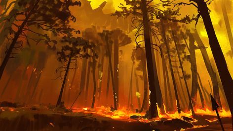 Atey Ghailan, Fantasy Tree, Landscape Concept, Fire Art, Wow Art, Fantasy Art Landscapes, Environment Design, Environment Concept Art, Environmental Art