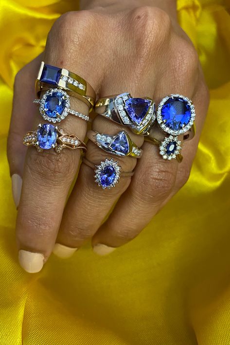 Who loves Tanzanite and Yellow Diamonds? 🥰 Look at these beauties from our Bling Shop, you'll be glad you did. 😉 #tanzanite #tanzanitering #alternativeengagementring #gemstonering #decemberbirthstonering Bold Engagement Rings, Imperial Topaz Ring, December Birthstone Ring, Yellow Diamonds, Platinum Rose Gold, Colored Engagement Rings, Tanzanite Ring, Alternative Engagement Rings, Wedding Rings Vintage