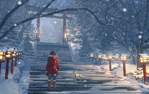 ArtStation - Winter in Japan, Sonja Christoph Christmas Anime Wallpaper, Sweet Moon, Winter In Japan, Christmas Anime, Japan Winter, Japan Aesthetic, Seasons Art, Inspiration Instagram, Winter Wallpaper