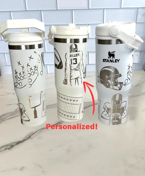 Football Water Bottles, Football Mom Gifts, Football Tumbler, Football Gift, Engraved Tumbler, Personalized Football, Football Boys, Football Design, Football Gifts