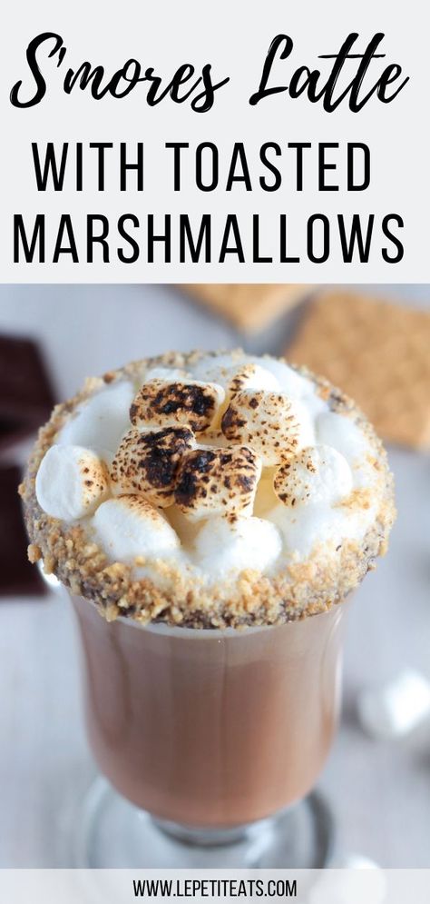 Enjoy a delicious Hot Smores Latte with all the flavors of your favorite campfire treat- chocolate, graham cracker crumbs and gooey toasted marshmallows! #hotchocolate, #chocolaterecipes Smores Latte, Smores Recipe, Fall Coffee Drinks, Easy Vegetarian Dinner Recipes, Lemonade Smoothie, Winter Salads, Seasonal Eating, Easy Vegetarian Dinner, Smoothie Mix