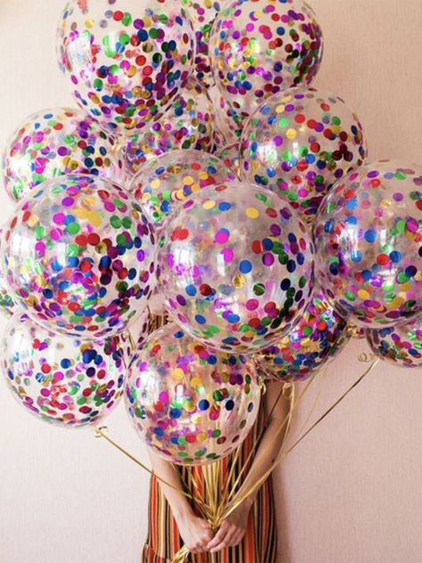 Deco Ballon, Gold Confetti Balloons, Birthday Balloon Decorations, Party Background, Confetti Balloons, Holiday Party Decorations, Balloon Bouquet, 18th Birthday, Party Balloons