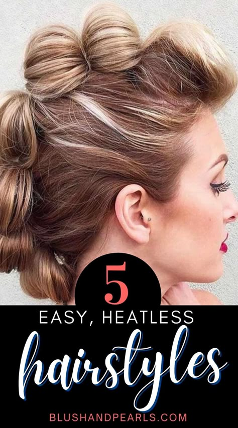 Easy Heatless Hairstyles, Updo Casual, Bangs Shag, Edgy Updo, Ponytail Hair Styles, Hairstyles For Special Occasions, Hairstyles Lob, Curl Hairstyles, Hair Curtain Bangs