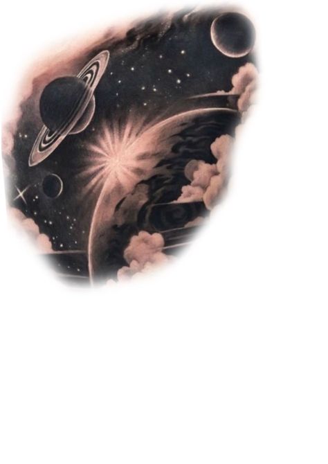 Galaxy Tattoo Design Black And Grey, Outer Space Tattoos, Space Tattoo Sleeve, Tatuaje Cover Up, Cover Up Tattoos For Women, Feminine Skull Tattoos, Buddha Tattoo Design, Skull Butterfly, Tattoo Shading