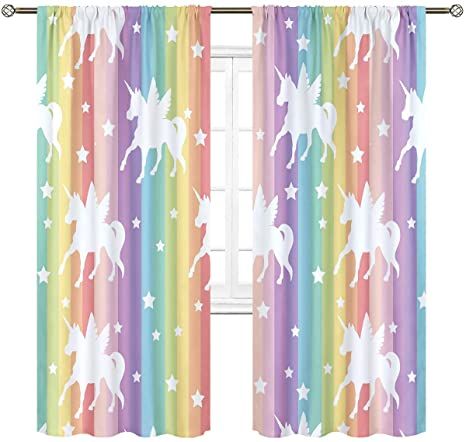 Curtains Girls Bedroom, Mermaid Bedroom Decor, Unicorn Curtains, Mermaid Decor Bedroom, Playroom/living Room, Rainbow Curtains, Girls Bedroom Curtains, Unicorn Room Decor, Mermaid Bedroom