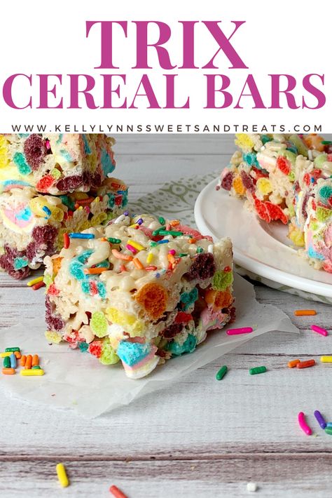 Trix Cereal, Cereal Treat Recipes, Marshmallow Cereal, Birthday Party Snacks, Cereal Bars, Marshmallow Treats, Cereal Treats, Spring Desserts, Spring Recipes