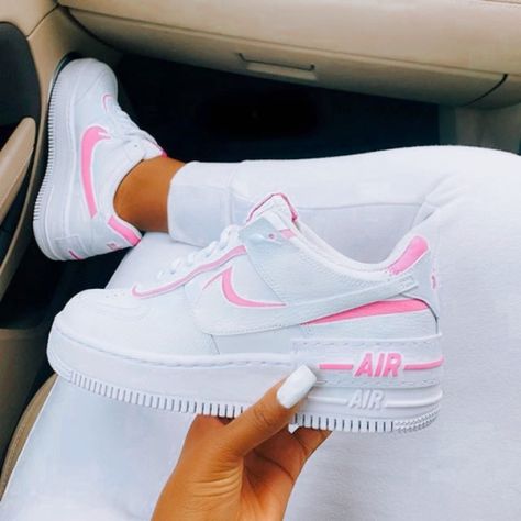 Preppy Air Force 1, Hot Pink Air Forces, Preppy Air Forces, Preppy Nike Shoes, Preppy Jordans, Pink Air Force 1, Cheap Air Force 1, Shadow Shoes, Air Force One Shoes