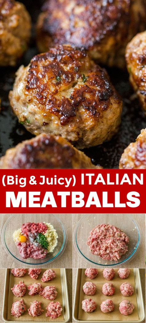 Our go-to Meatball Recipe! Find out the secret to flavorful and juicy homemade meatballs. These are make-ahead, freezer-friendly, and perfect for meal prep. Meatballs And Bread, Meatballs Panko Bread Crumbs, Meatball Recipes With Cheese, Pork And Hamburger Meatballs, Stuff Meatballs With Cheese, Meatball Recipes With Panko, Homemade Meat Ball Recipes Easy, Meatball Recipes With Pork And Beef, Homemade Meatballs Oven