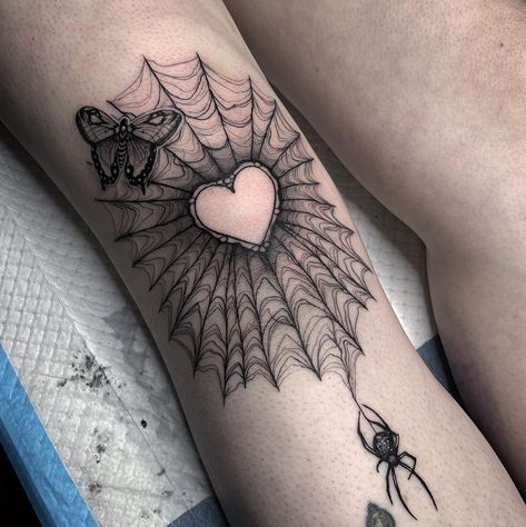 Spider Web Tattoo Elbow, Best Feminine Tattoos, Knee Tattoos, Rose Tattoo On Arm, Places For Tattoos, Spider Web Tattoo, Tattoo Shading, Web Tattoo, Wicked Tattoos