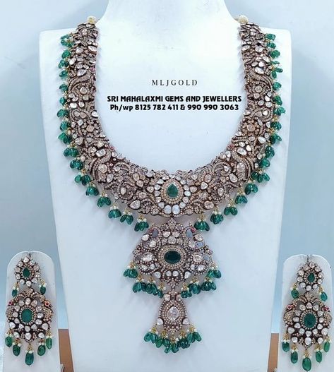 Victorian Diamond Jewellery, Victorian Jewellery Designs, Victorian Haram, Victorian Sets, Jewellery Design Gold, Victorian Jewelry Necklace, Diamond Haram, Marriage Jewellery, Latest Gold Jewellery