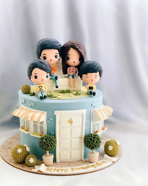 Family Cake Ideas Birthdays, Cake Family Design, Happy Fathers Day Cake, Baby Shower Cake Designs, Cake Tart, Birthday Cake Cake, Couple Cake, Tiered Cake Design, Family Cake