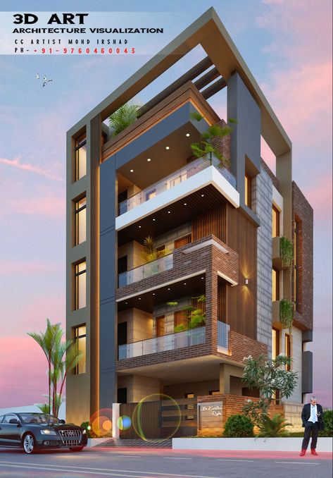 Front Elevation Designs Modern, Apartments Architecture, Indian House Exterior Design, Apartments Exterior, Commercial Design Exterior, Architectural Designer, House Outer Design, Small House Front Design, Residential Building Design