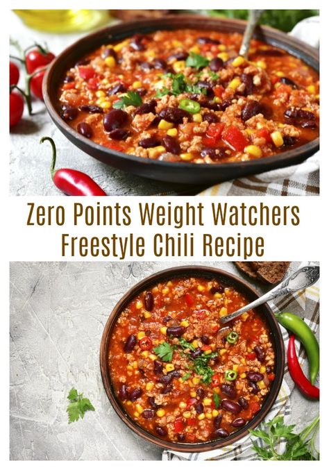 Weight Watchers Chili Recipe, Zero Points Weight Watchers, Weight Watchers Chili, Weight Watchers Menu, Weight Watchers Meal Plans, Weight Watchers Soup, Weight Watchers Recipes Desserts, Weight Watchers Free, Weight Watcher Dinners