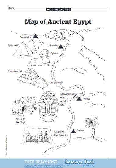 A simple map showing places of interest in Ancient Egypt, and an outline map for children to fill in themselves. Ancient Egypt Worksheets, Egypt Worksheets, Ancient Egypt Map, Ancient Egypt Unit Study, Ancient Egypt Lessons, Ancient Egypt Crafts, Ancient Egypt Activities, Egypt Lessons, Ancient Egypt For Kids