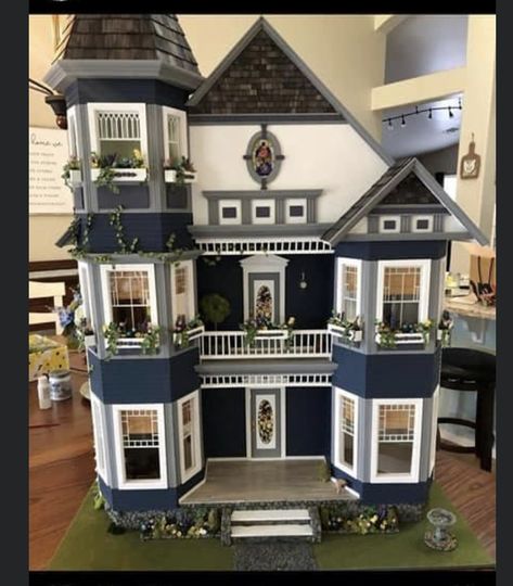 Victorian Painted Lady Dollhouse Interior, Victorian Painted Lady Dollhouse, Doll House Colors, Painted Lady Dollhouse, Miniature Builds, Fairfield Dollhouse, Dollhouse Renovation, Beach Lamps, Horse Farm Ideas