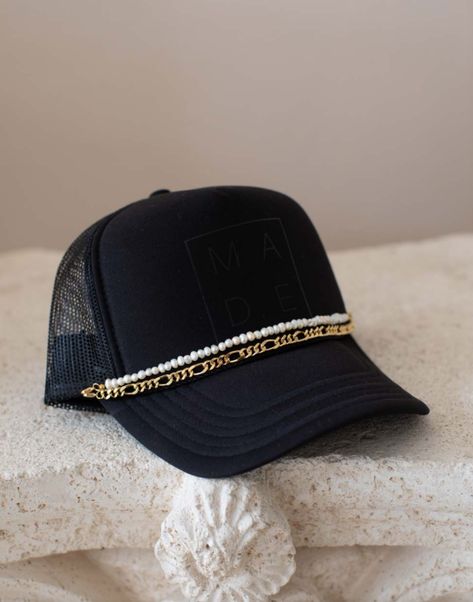 MAD.E HATS Trucker Hat Fashion, Gold Figaro Chain, Custom Trucker Hats, Hat Patches, Diy Hat, Figaro Chains, Cute Little Things, Black Hat, Hats For Sale