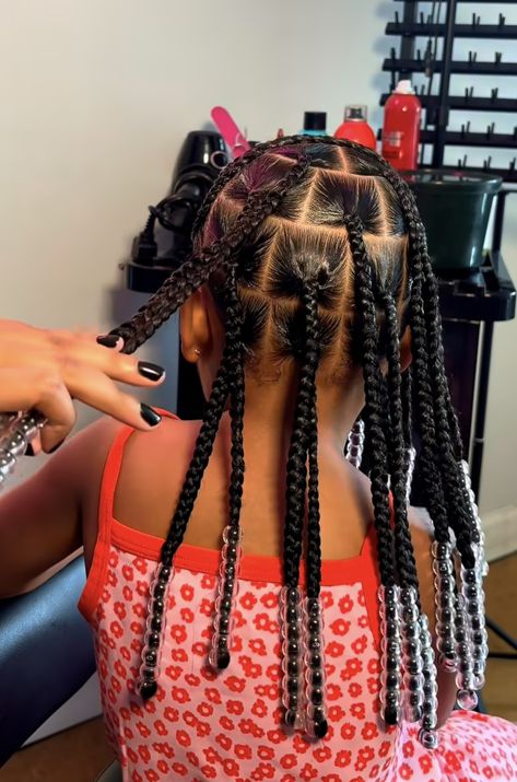 Little Mixed Girl Braid Hairstyles Easy, Kindergarten Picture Day Hair Black, Toddlers Braids Hairstyles, Kids Hairstyles Black Natural Hair Easy, Little Mixed Girl Braid Styles, Preschool Hairstyles Girl Black, Kids Hairstyles Black Braids With Beads, Toddler Girl Braided Hairstyles Black, Single Braids For Kids