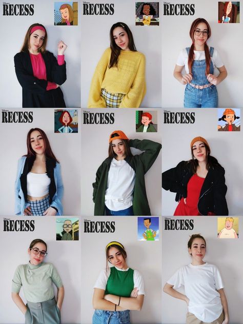 Spinelli Recess Costume, Halloween Cartoons Costumes, Recess Characters Costume, Cartoon Inspired Halloween Costumes, Tj And Spinelli Costume, Halloween Costumes 90s Movie Characters, Recess Costumes Halloween, What Id Wear As A Cartoon Character, Ashley Spinelli Costume