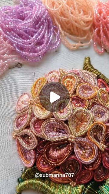 Stitching Embroidery, Diy Bead Embroidery, Hydrangea Flowers, Jewelry Beads, Gold Work, Brooch Jewelry, June 19, Diy Beads, Embroidery Art