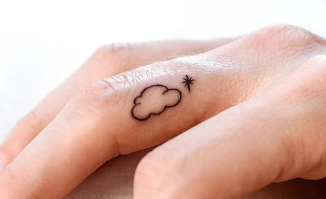 Cloud Tattoo Finger, Small Meaningful Tattoos For Women, Stick Poke Tattoo, Women Images, Tattoos Meaningful, Finger Tattoo For Women, Cloud Tattoo, Meaningful Tattoos For Women, Small Meaningful Tattoos