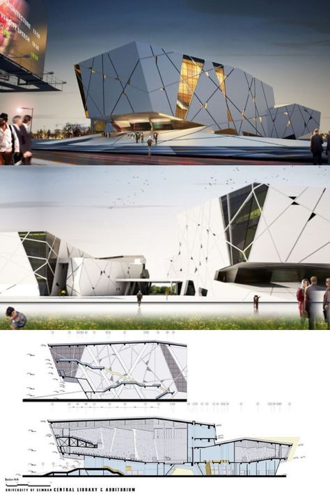 Library Plan Design, Museum Design Concept, Museum Design Architecture, Museum Architecture Concept Ideas, University Design Concept, Museum Architecture Exterior, Two Buildings Connected Architecture, Outdoor Auditorium Architecture, Auditorium Design Exterior Architecture