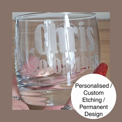 Personalised Etched Whiskey Rum Glass, Etched Glassware Gift For Him, Groomsmen Best Man Gift, His Birthday / Fathers Day Gift, Husband Gift Male Gifts, Etched Glassware, Best Man Gift, Gift Husband, Gifts For Husband, Gift For Him, Fathers Day Gifts, Etching, Mens Gifts