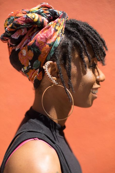 Locs Short Hair, Locs Short, Loc Method Natural Hair, Curly Faux Locs, Megan Good, Headwrap Hairstyles, Short Locs, Short Locs Hairstyles, Head Wrap Styles