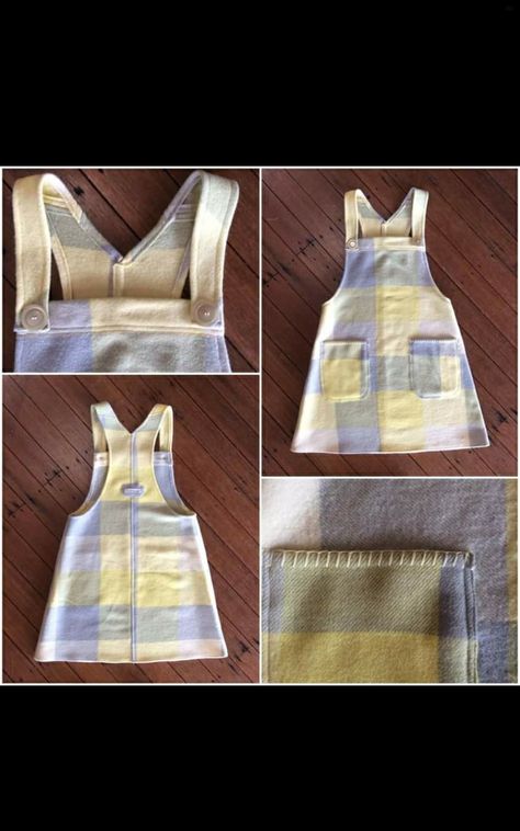 Upcycle Overalls, Diy Overall Dress, Wool Blanket Upcycle, Easy Diy Clothes, Baby Dress Patterns, Awesome Blouse, Diy Skirt, Girl Dress Patterns