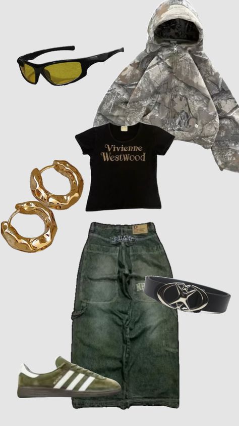 #ahs #ahsstyle #americahighstreet #clothes #clothing #fashion #clothesinspo #outfitinspo #fashioninspo #outfitideas #outfitsoftheday #streetwear #jewellery #ahsfashion #gold #y2k #90s #black Ash Style Outfit, Ahs Streetwear, Ahs Clothes, Streetwear Jewellery, 90s Hip Hop Outfits, Maximalist Outfit, Ahs Style, Casual Party Outfit, Mood Clothes