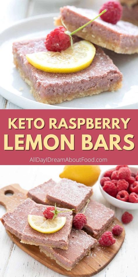 Raspberry Lemon Bars, Lemonade Bars, Almond Flour Shortbread, Keto Raspberry, Almond Flour Crust, Raspberry Recipes, Lemon Filling, Low Carb Treats, Keto Brownies