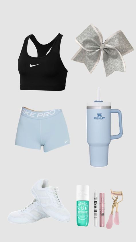 Cheer Cheer Practice Clothes, Cheer Fits Practice, Cheerleading Outfits For Practice, Cheer Practice Outfits, Cheer Practice Wear, Cheer Music, Cheerleading Bags, Coach Outfits, Practice Clothes