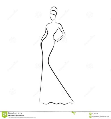 Sillouttes Images Women Drawing, Dress Line Art, Sewing Logo Design, Fashion Model Sketch, Model Sketch, Silhouette Stencil, Beauty Art Drawings, Acrylic Artwork, Illustration Fashion Design