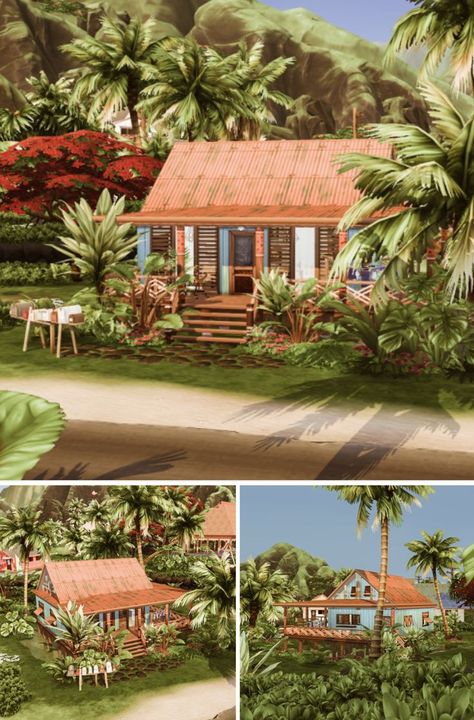 Sims 4 Island Living House Layout, Sims 4 Sulani House Plan, Island House Exterior, Island Home Exterior, Sims 4 Island Living House, Sulani Homes Sims 4, Sims 4 Build Mode, Sims 4 Beach House, Maximalist House