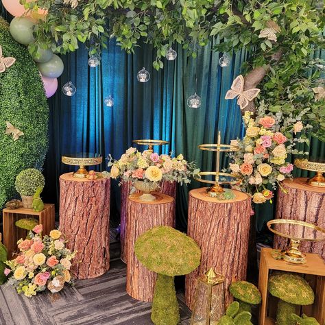 Royalty Theme Quinceanera Decoration, Enchanted Garden Birthday Party Decoration, Enchanted Forest Theme Quinceanera Backdrop, Enchanted Forest Decorations Backdrops, Fairy 15 Theme, Enchanted Garden Dance Theme, Midnight Garden Party Theme, Fairytale Ball Decorations, Magical Forest Theme Party