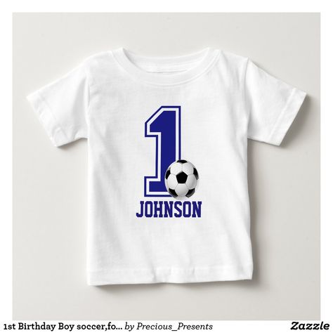 1st Birthday Boy soccer,football Personalized Baby T-Shirt Sports Numbers, 1st Birthday Boy, Baby Boy T Shirt, Birthday Personalized, Personalized Baby Boy, Party Essentials, Toddler Boy Fashion, Soccer Boys, Soccer Shirts