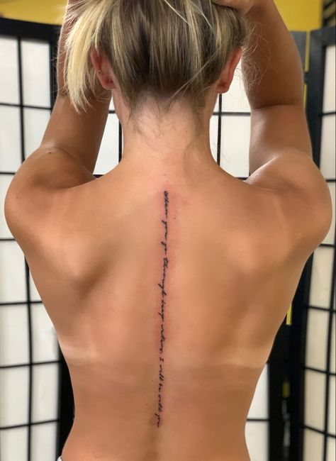 Side Tattoos Women, Phrase Tattoos, Cursive Tattoos, Spine Tattoos For Women, Pretty Tattoos For Women, Side Tattoos, Spine Tattoo, Spine Tattoos, Small Tattoo Designs