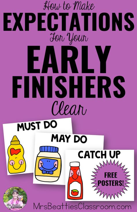 An early finisher board can simplify the issue teachers face when their students complete classroom work with time to spare. Make it clear to your students what the early finisher activities are that they can choose with the free posters in this blog post! #earlyfinishers #classroom #classroommanagement #teacher #teaching #freeprintable #free Elementary Sherlock, Early Finisher Activities, Free Posters, Early Finishers Activities, Back To School Hacks, Teacher Teaching, Struggling Students, Teach English, Good Day Song