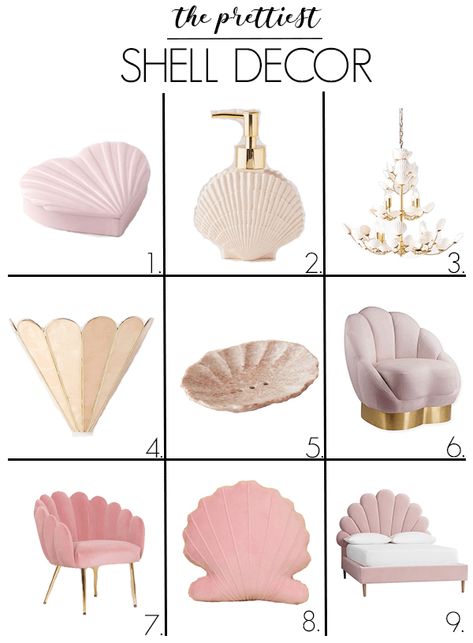 Seashell Themed Bedroom, Mermaid Core Interior, Seashell Bedroom Ideas, Mermaid Core Home Decor, Round Room Decor, Sea Shell Bedroom, Seashell Bedroom Decor, Mermaidcore Interior, Modern Mermaid Room