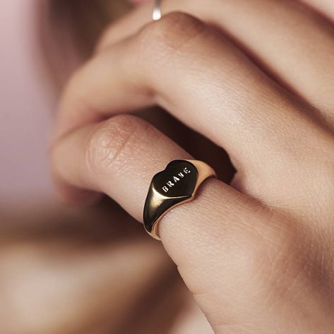 Gold Minimalist Heart Shaped Signet Ring, Gold Minimalist Signet Ring For Valentine's Day, Gold Heart-shaped Minimalist Signet Ring, Heart-shaped 14k Gold Signet Ring As Gift, Elegant Heart-shaped Signet Ring In 14k Gold, Heart Signet Ring, Signet Rings Women, Gold Heart Ring, Gold Ring Designs