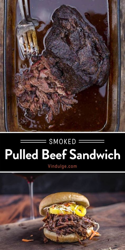 Smoked Chuck Roast Sandwiches, Smoked Beef Sandwich, Smoked Beef Dip, Smoked Roast Beef Sandwich, Pulled Roast Beef Sandwiches, Braised Beef Sandwich, Chuck Roast Sandwiches, Pulled Beef Recipes, Smoked Shredded Beef