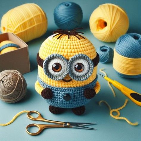 Crochet Minion Amigurumi Pattern Minion Crochet Patterns, Crochet Minion, Minion Pattern, Disney Crochet Patterns, Minion Crochet, Crochet Couture, Crochet Animal Amigurumi, Crochet Disney, Crochet Animals Free Patterns