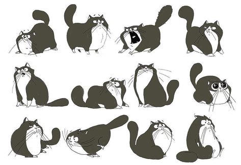 Cat Character Reference, Cats Character Design, Cat Poses Drawing, Cat Character Illustration, Cat Concept Art, Characters Expressions, Cat Character Design, Cat Animation, Cat Expressions