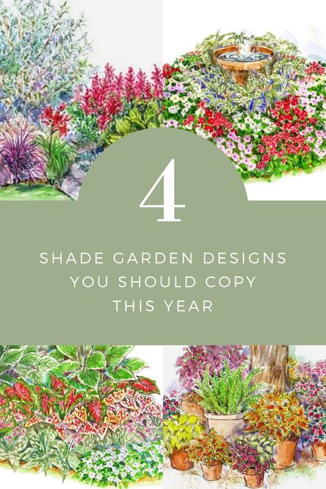 Do you have a shady area of your yard that would make a beautiful garden, but you don’t know where to start? Allow us to help! Better Homes and Gardens (@bhg) is a great resource for gardeners who want to be inspired to try something new. We found 4 free garden design plans from a list they shared that are perfect for incorporating impatiens into your shade garden. Shade Perennial Garden, Cottage Garden Plan, Cottage Garden Ideas, Flower Garden Layouts, Perennial Garden Plans, Shade Landscaping, Shade Garden Design, Flower Garden Plans, Shade Garden Plants