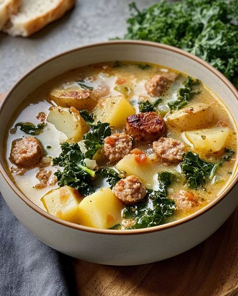 Sausage, Potato, and Kale Soup - Luna Recipe Soup With Chicken Sausage, Kale Potato Sausage Soup, Italian Potato Soup, Sausage Kale Potato Soup, Kale And Sausage Soup, Kale Sausage Soup, Potato Sausage Soup, Sausage Potato Kale Soup, Potato And Kale Soup